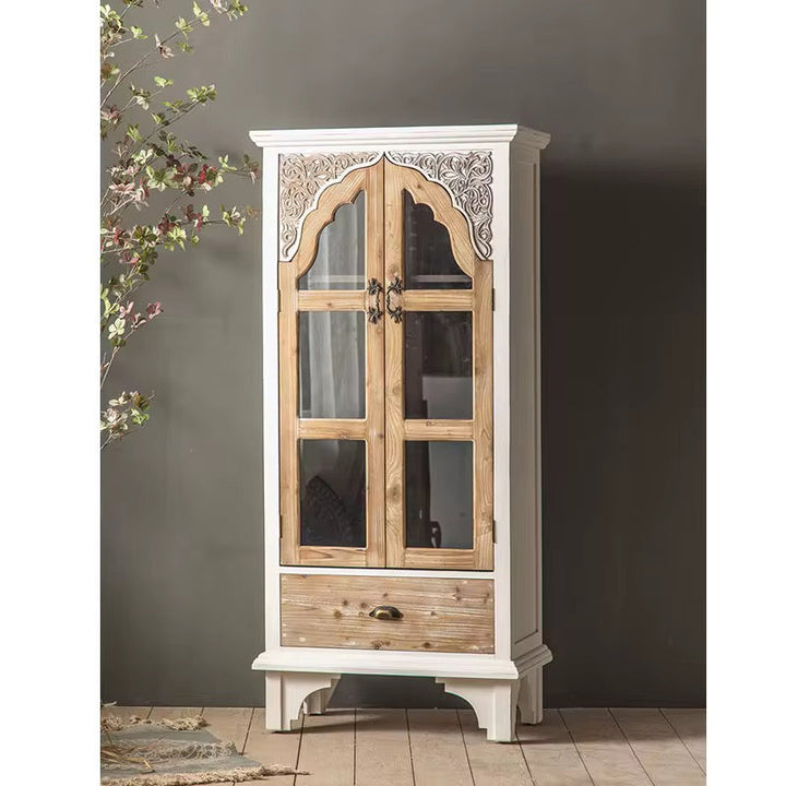 Rustic Carved Display Cabinet