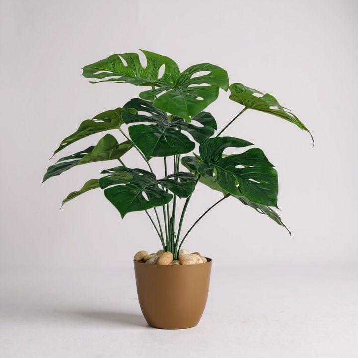 Artificial Monstera Plant in Gold Pot