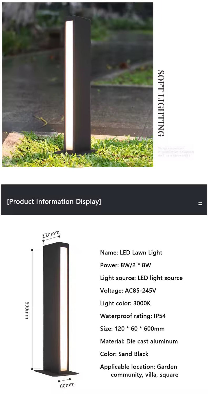 Modern Linear Outdoor Bollard Light