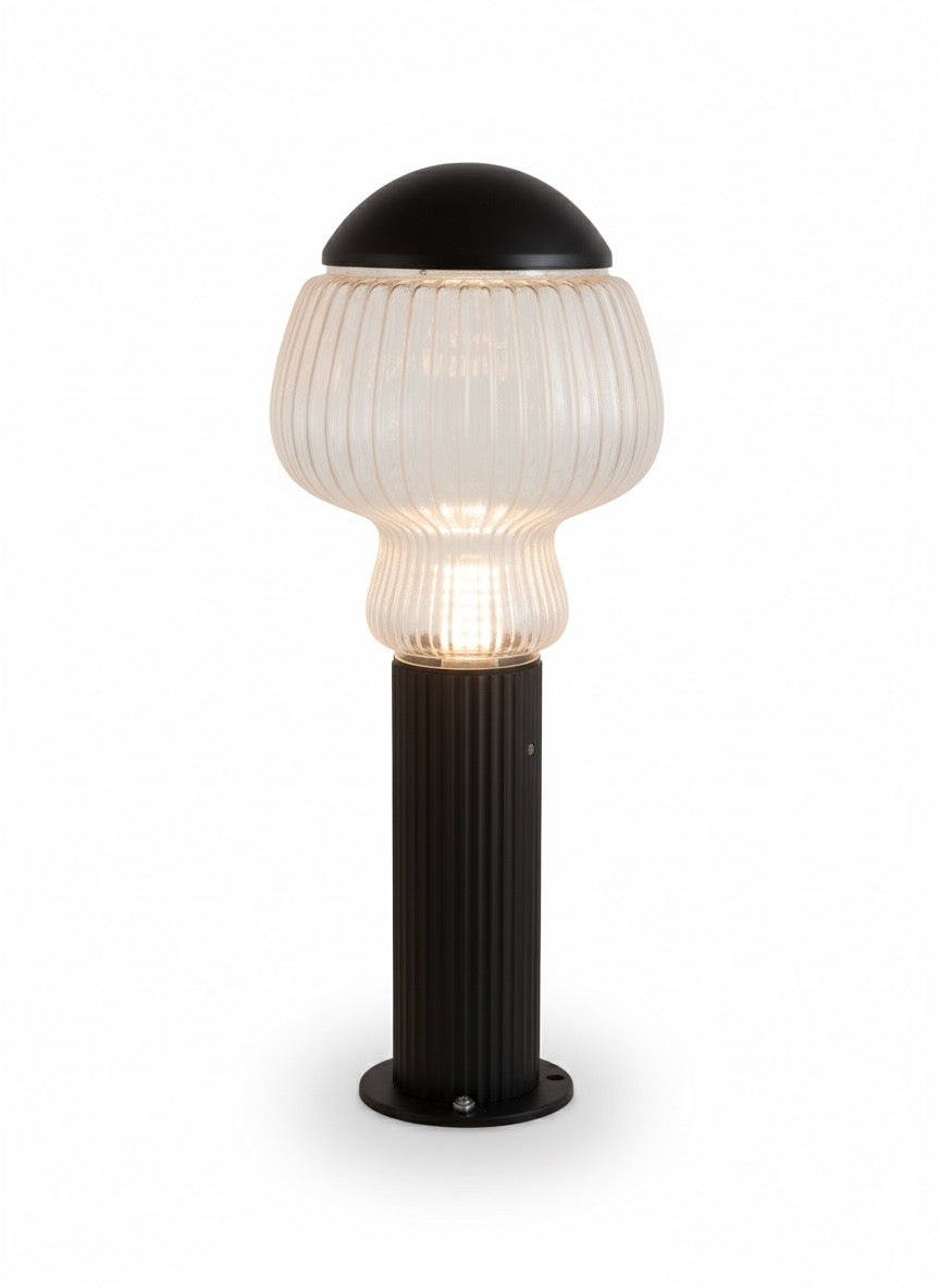 Ribbed Glass Outdoor Bollard Light