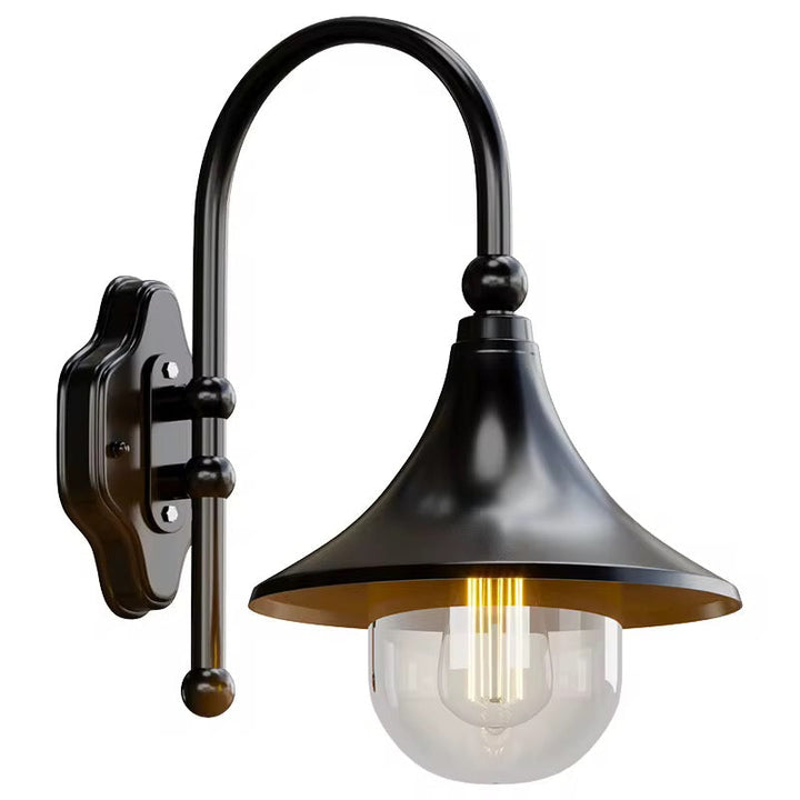 Vintage Outdoor Wall Lantern with Curved Arm