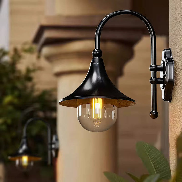 Vintage Outdoor Wall Lantern with Curved Arm
