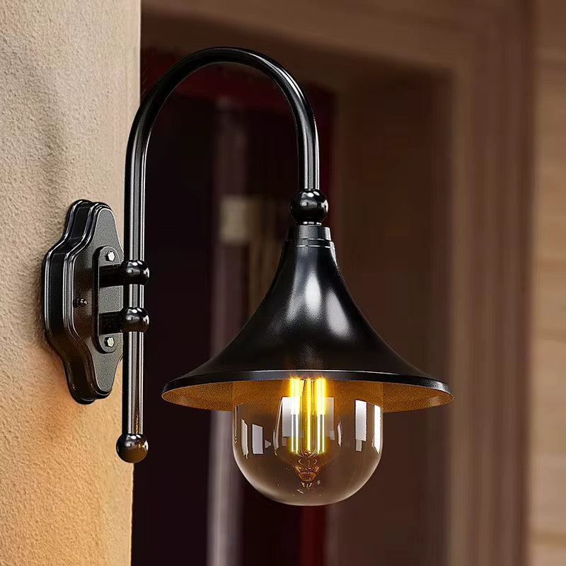 Vintage Outdoor Wall Lantern with Curved Arm