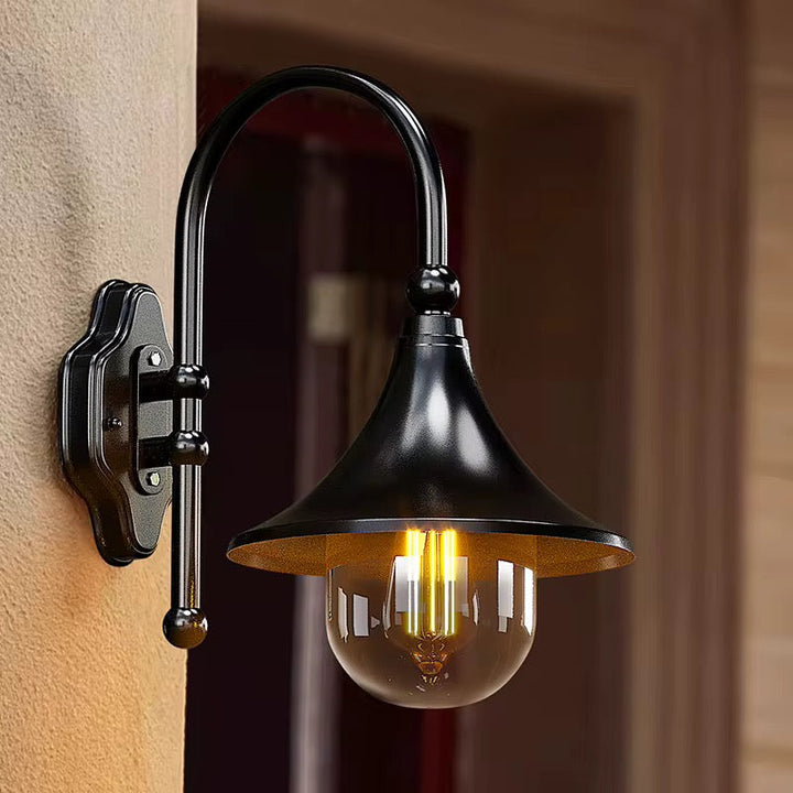 Vintage Outdoor Wall Lantern with Curved Arm