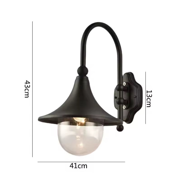 Vintage Outdoor Wall Lantern with Curved Arm
