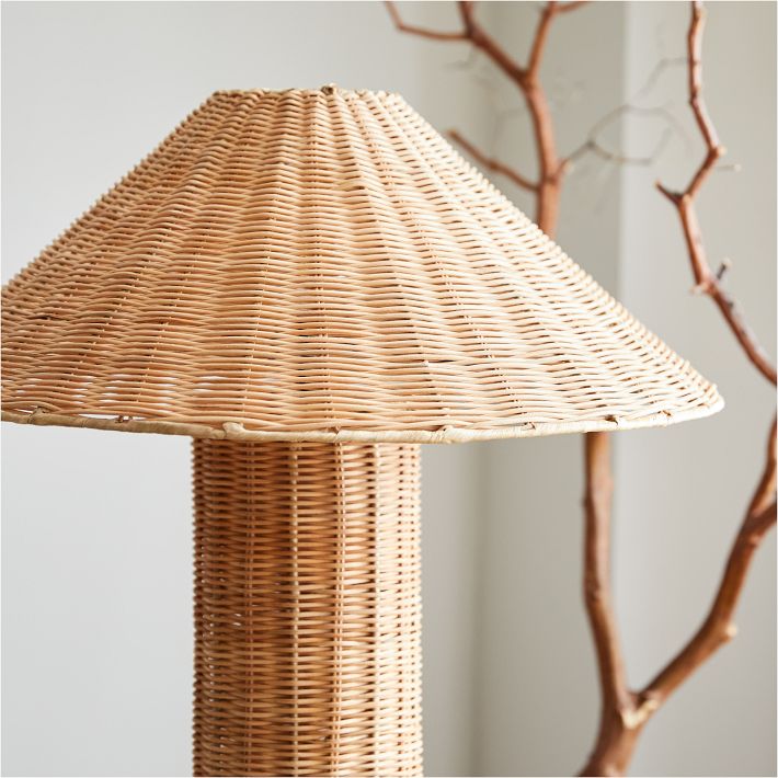 Rustic Rattan Floor Lamp - Natural Woven Design