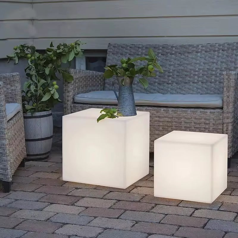 LED Cube Light Stool for Outdoor Spaces 40 cm ( one size )