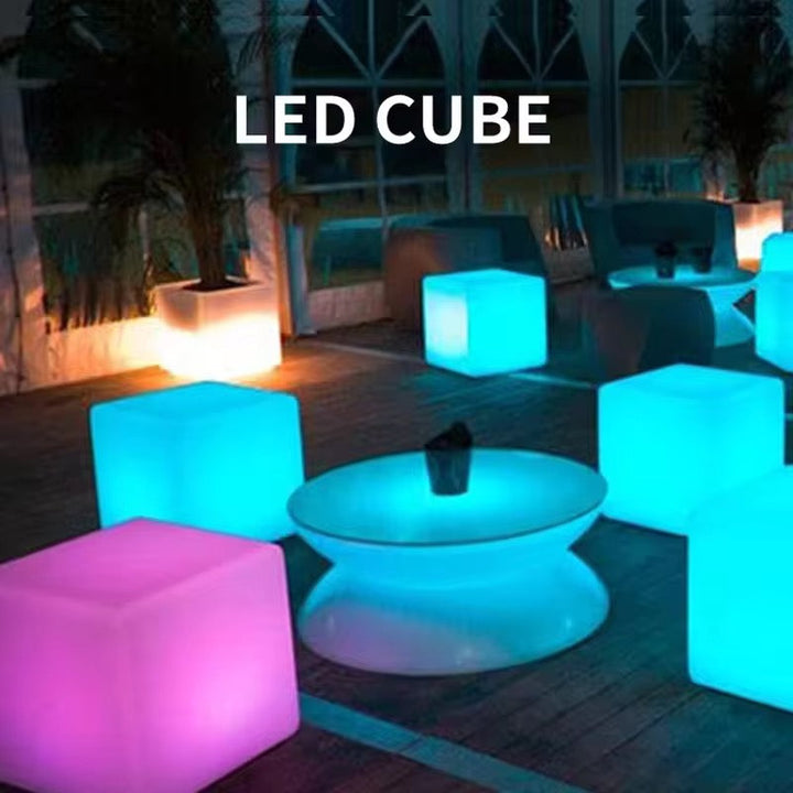 LED Cube Light Stool for Outdoor Spaces 40 cm ( one size )