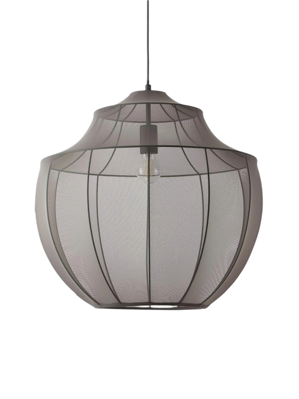 Elegant Black Wireframe Pendant Light with Ambient Glow