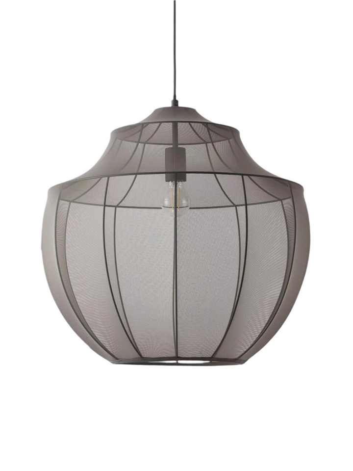 Elegant Black Wireframe Pendant Light with Ambient Glow