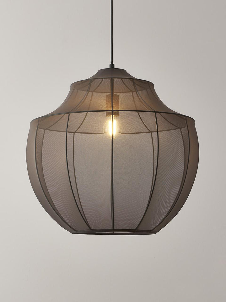 Elegant Black Wireframe Pendant Light with Ambient Glow