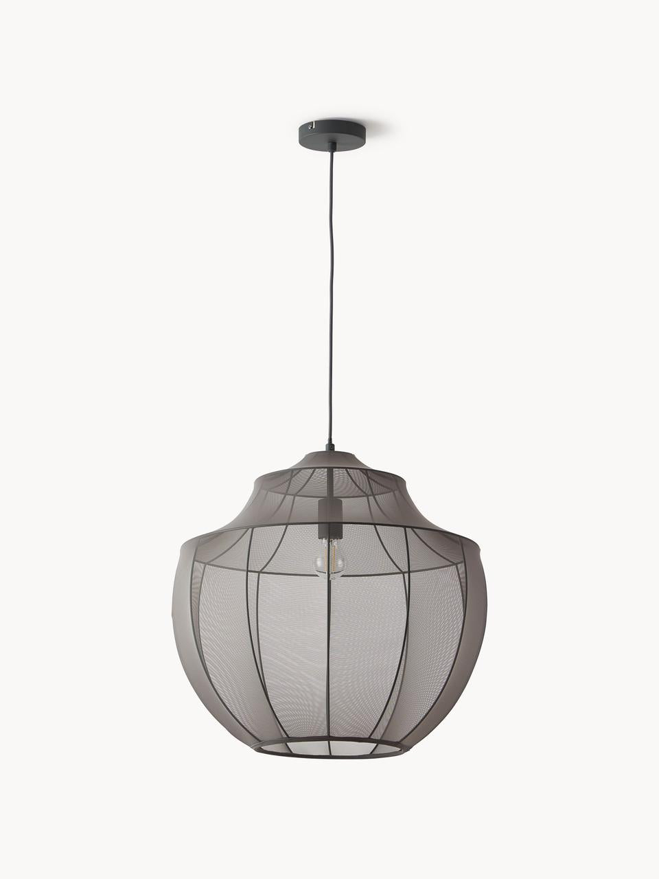 Elegant Black Wireframe Pendant Light with Ambient Glow