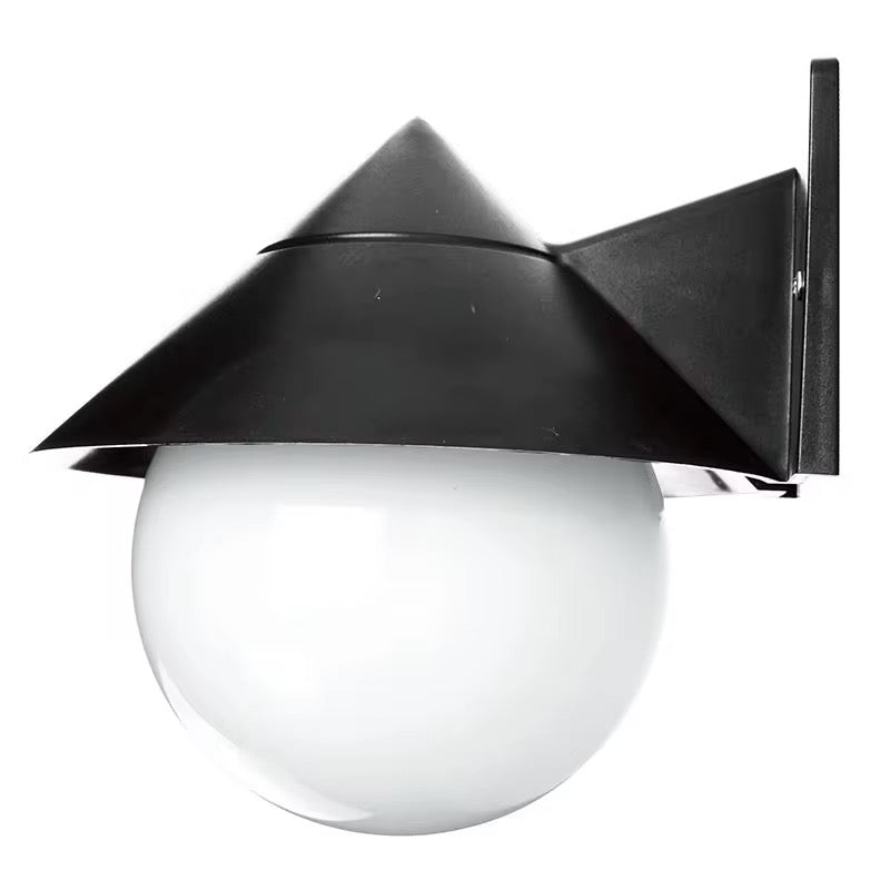 Outdoor Wall Light with Globe Shade & Conical Cap
