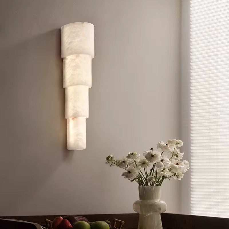Stacked Alabaster Wall Sconce