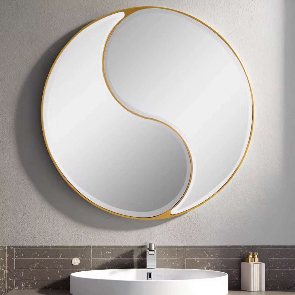 Yin Yang Decorative Wall Mirror with Black Frame