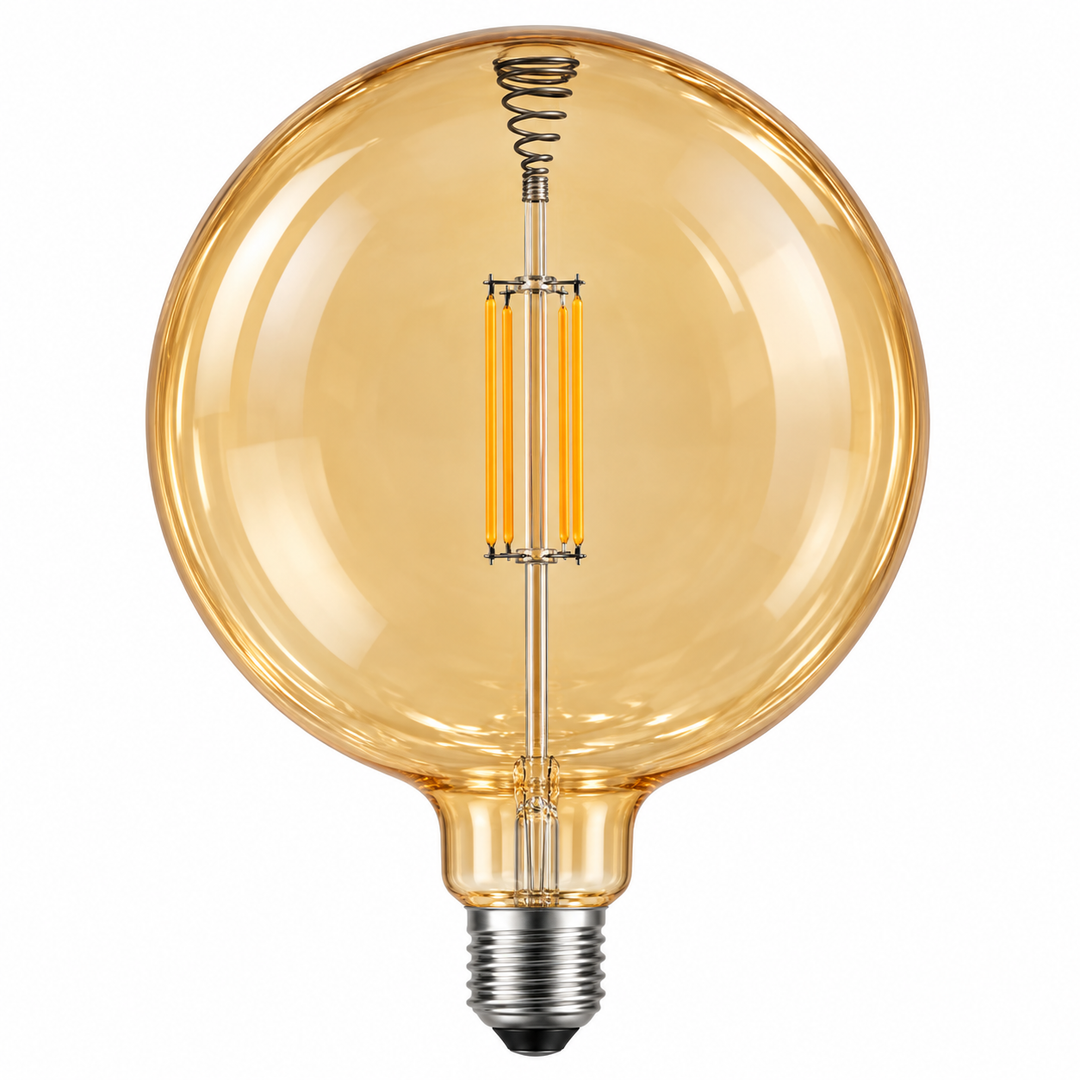 Amber Glass Globe Pendant Light-- A19