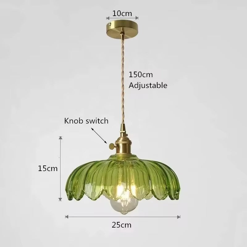Green Scalloped Glass Pendant Lamp