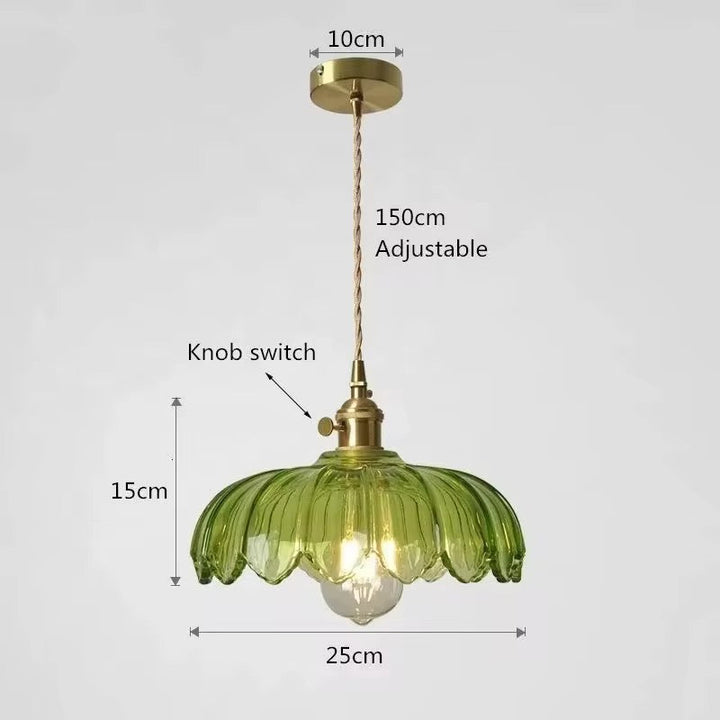 Green Scalloped Glass Pendant Lamp