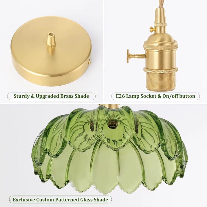 Green Scalloped Glass Pendant Lamp