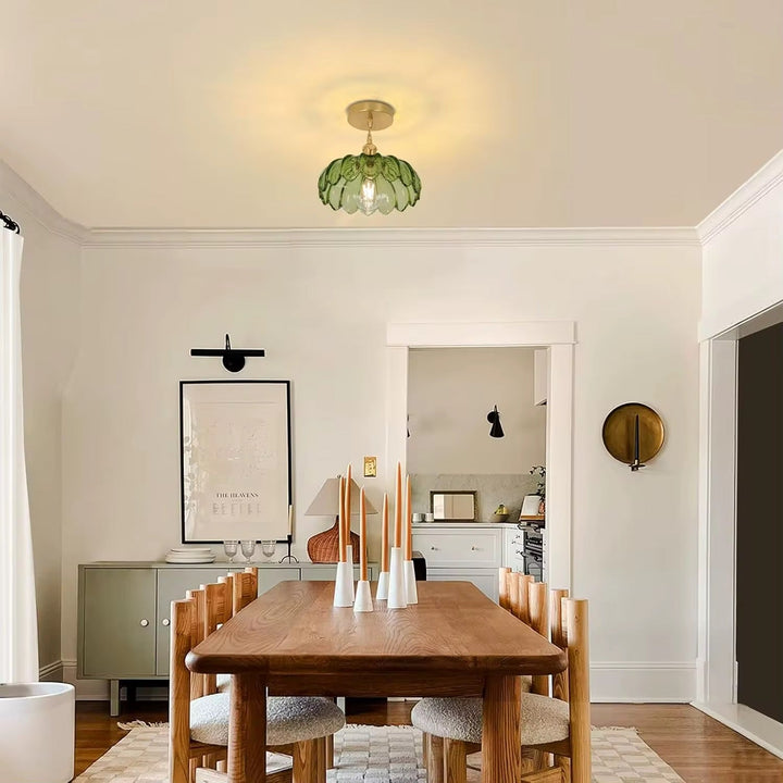 Green Scalloped Glass Pendant Lamp