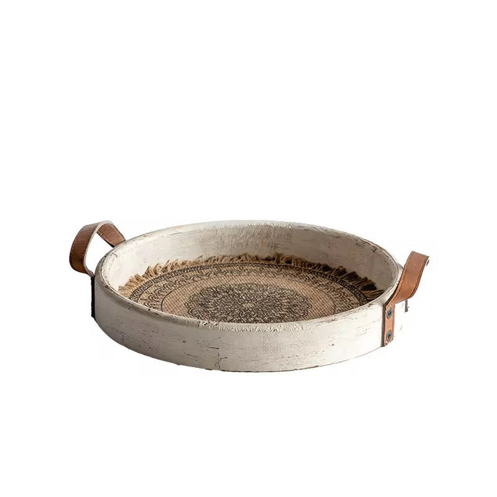 Round Mandala Wood Serving Tray Set of 2