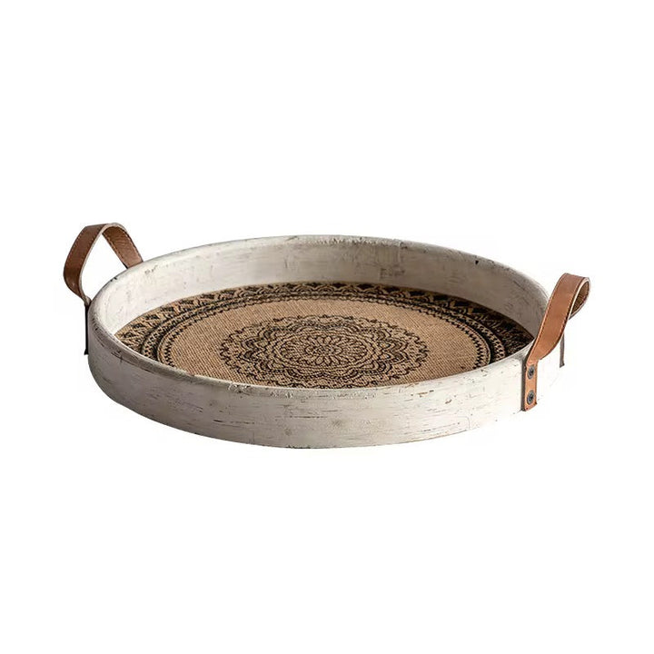 Round Mandala Wood Serving Tray Set of 2