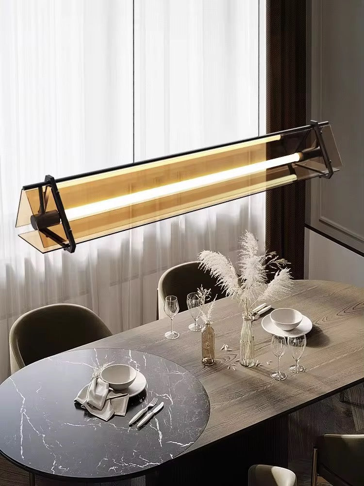 Industrial Smoked Glass Linear LED Pendant Light