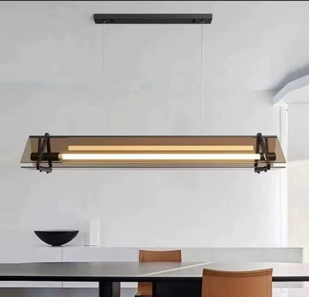 Industrial Smoked Glass Linear LED Pendant Light