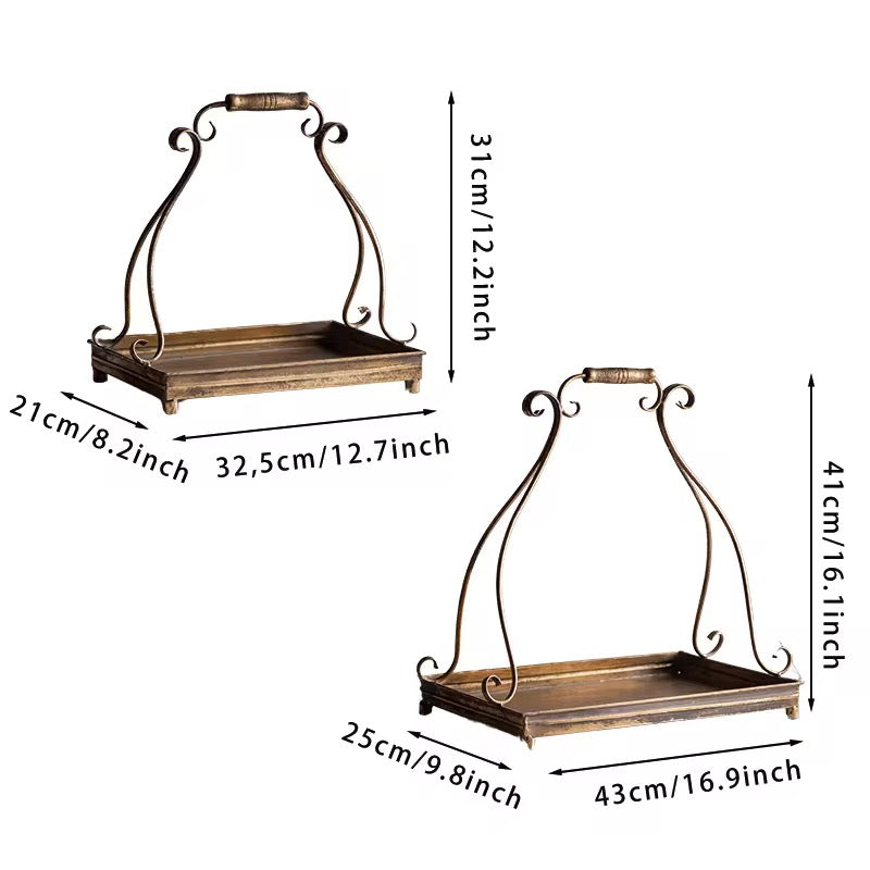 Set of 2 Vintage Gold Serving Stands