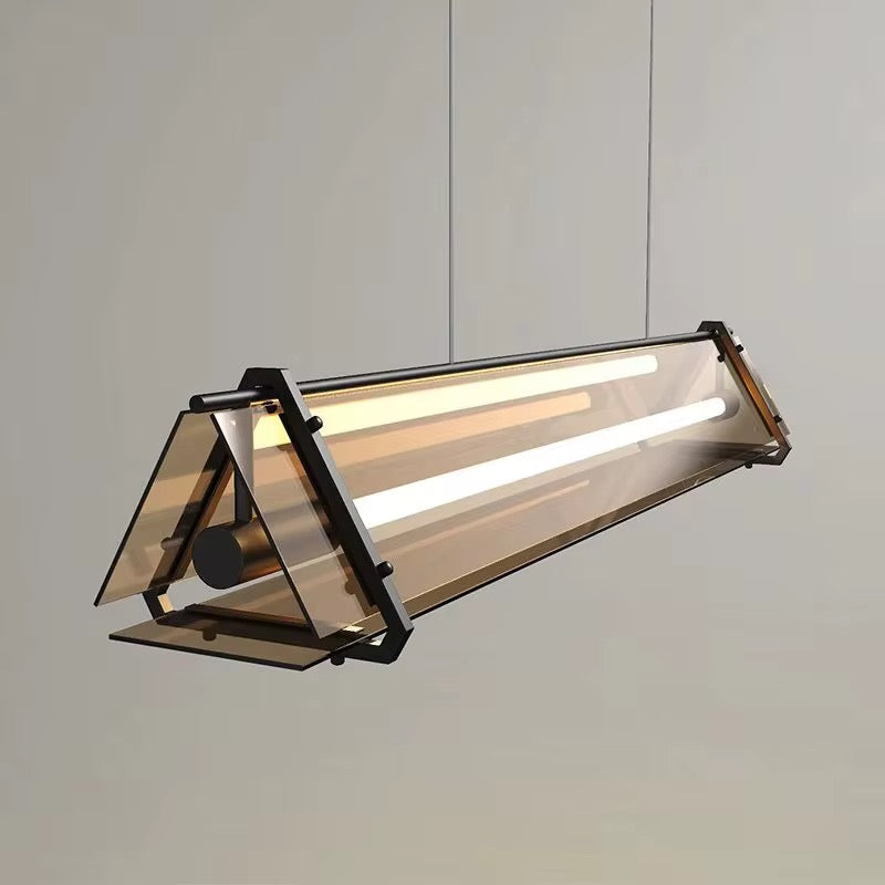 Industrial Smoked Glass Linear LED Pendant Light