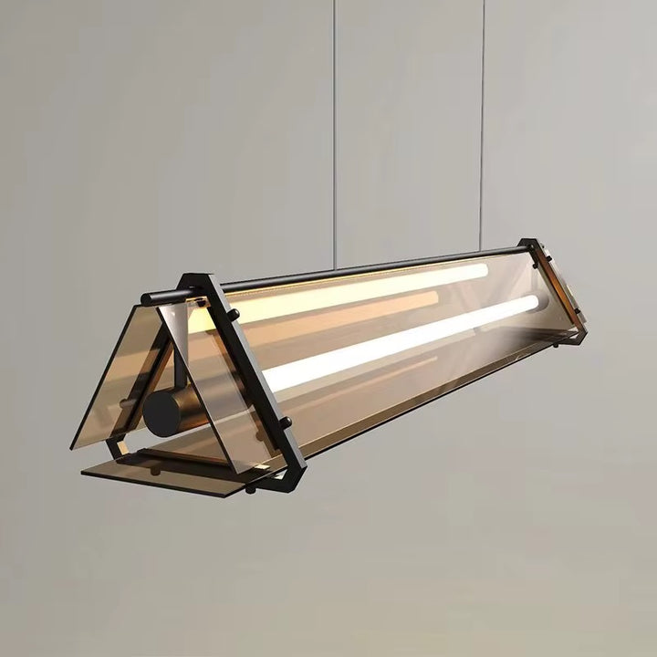 Industrial Smoked Glass Linear LED Pendant Light
