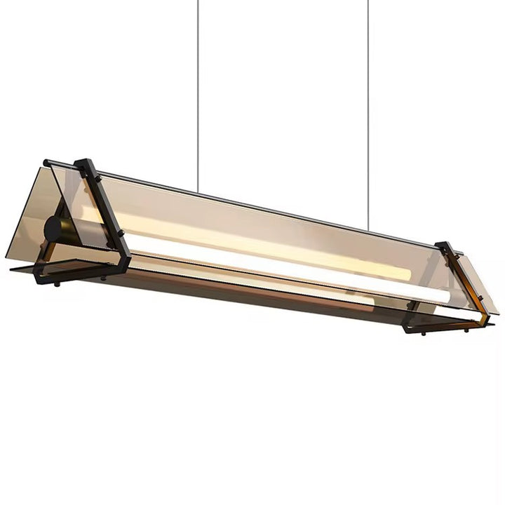 Industrial Smoked Glass Linear LED Pendant Light