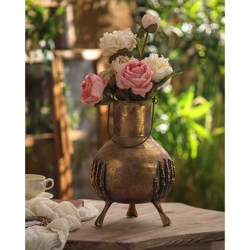 Antique Gold Vase with Sculpted Hands