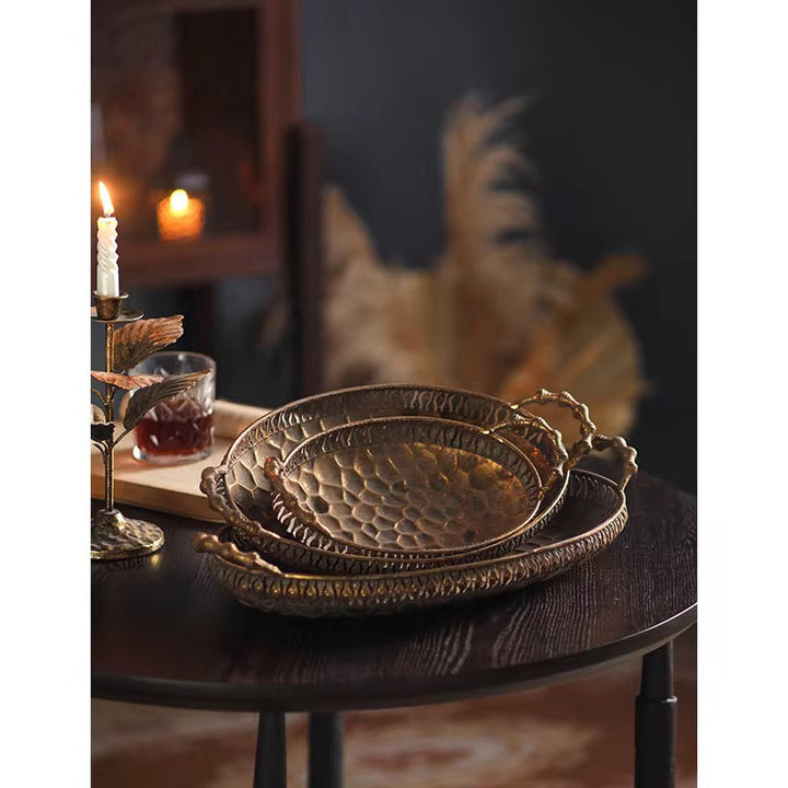 Set of 3 Antique Gold Oval Trays