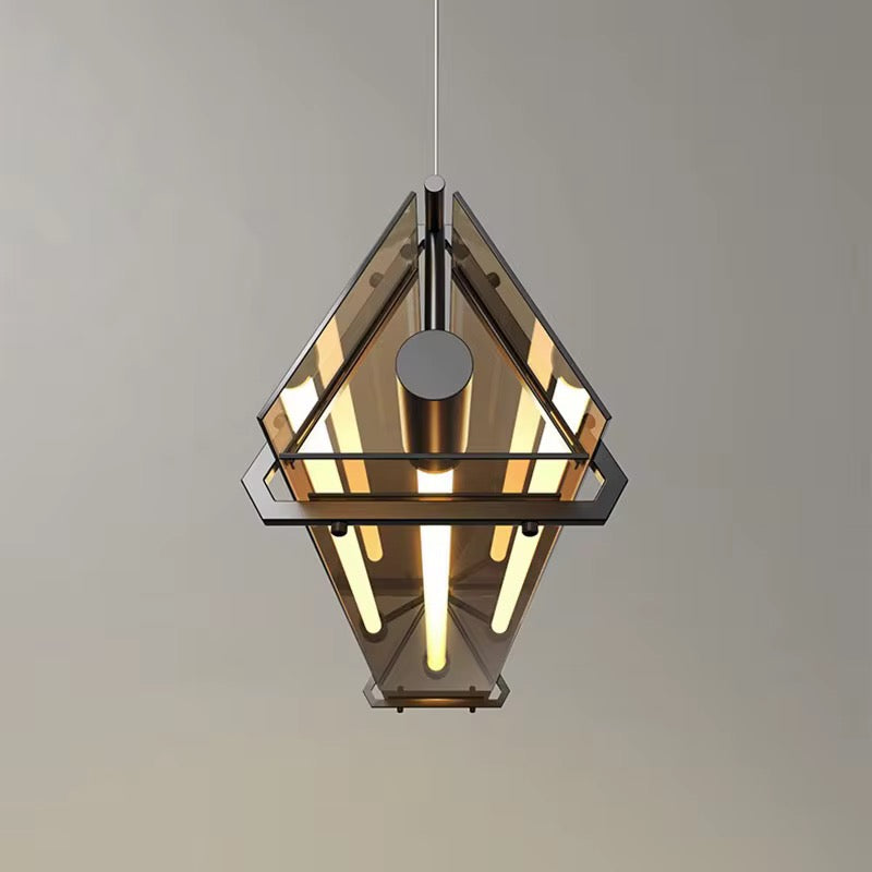 Industrial Smoked Glass Linear LED Pendant Light