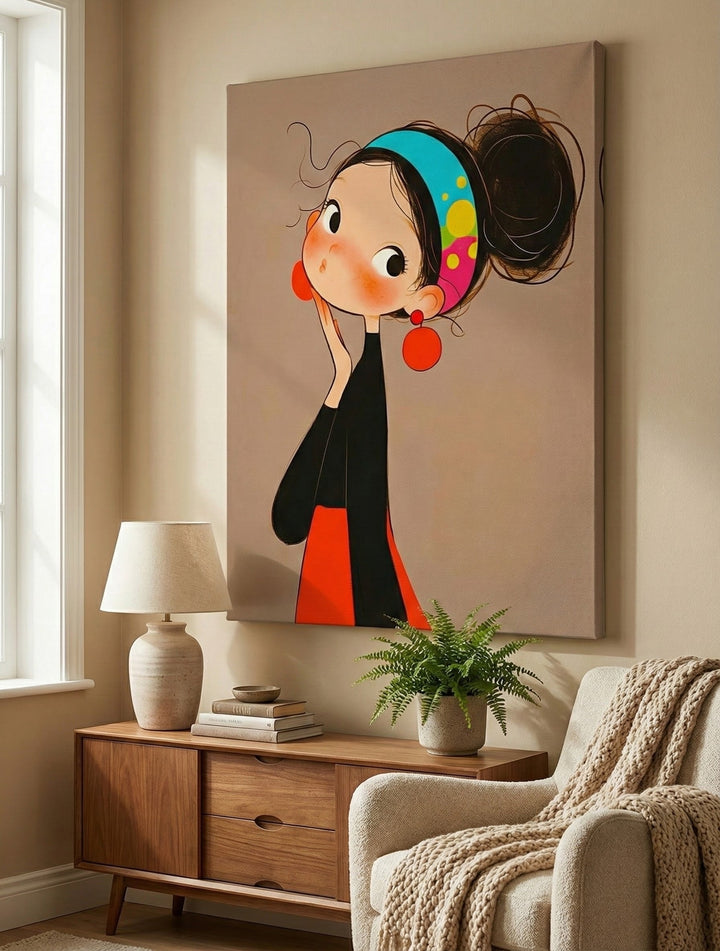 Whimsical Girl Portrait Canvas