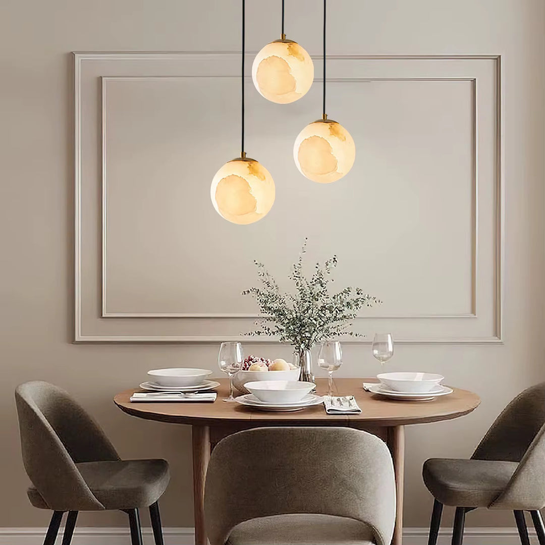 Modern Marble Effect Globe LED Pendant Light – Gold