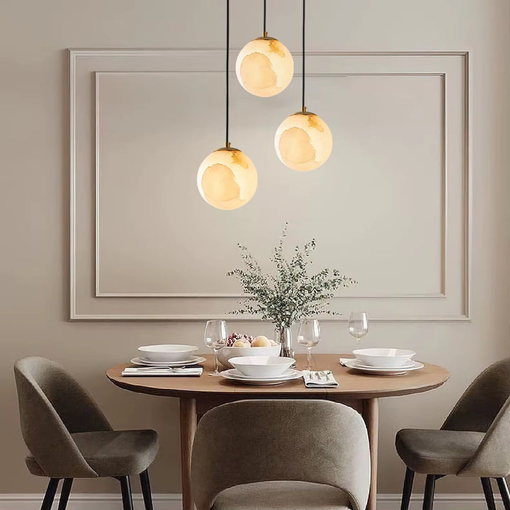 Modern Marble Effect Globe LED Pendant Light – Gold