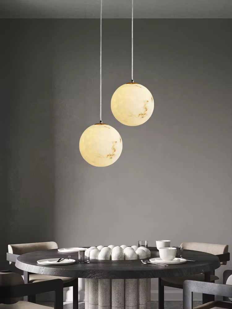 Modern Marble Effect Globe LED Pendant Light – Gold