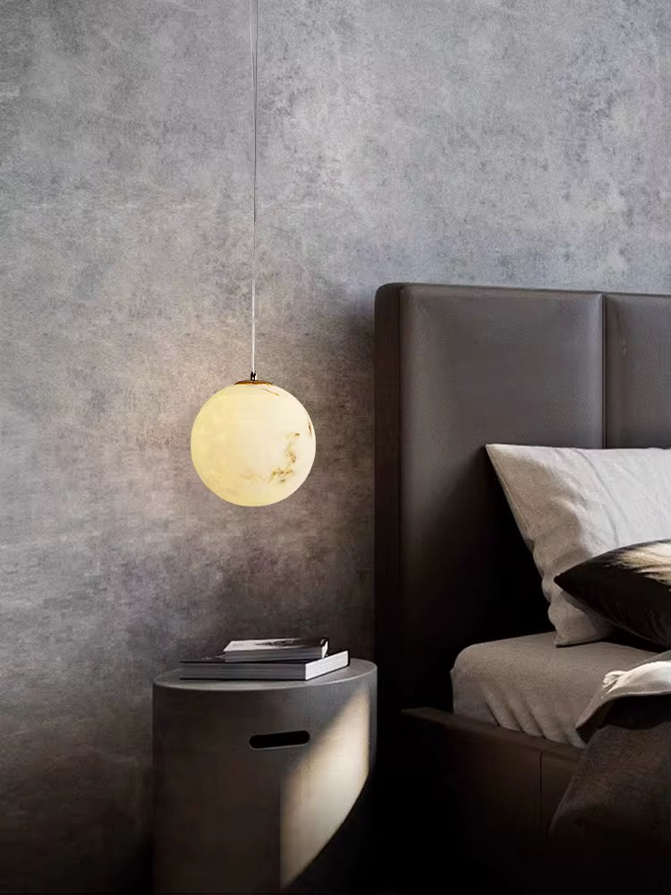 Modern Marble Effect Globe LED Pendant Light – Gold