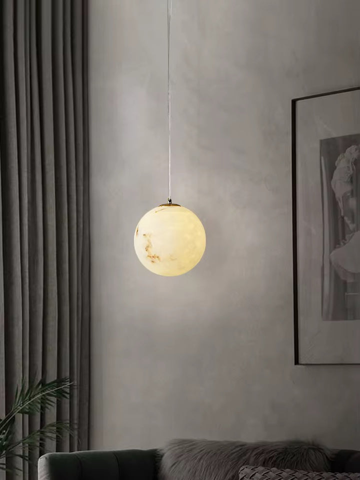Modern Marble Effect Globe LED Pendant Light – Gold