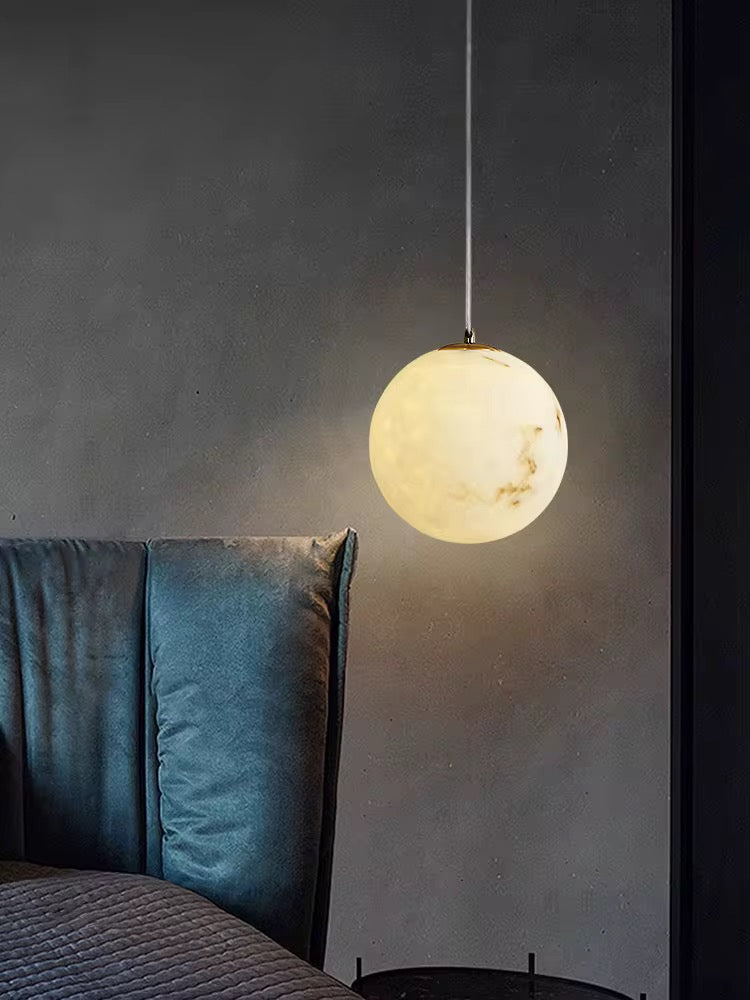 Modern Marble Effect Globe LED Pendant Light – Gold