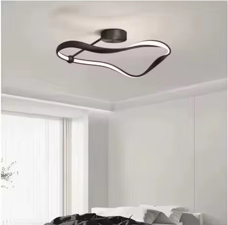 Modern Wave LED Flush Mount Ceiling Light – Black