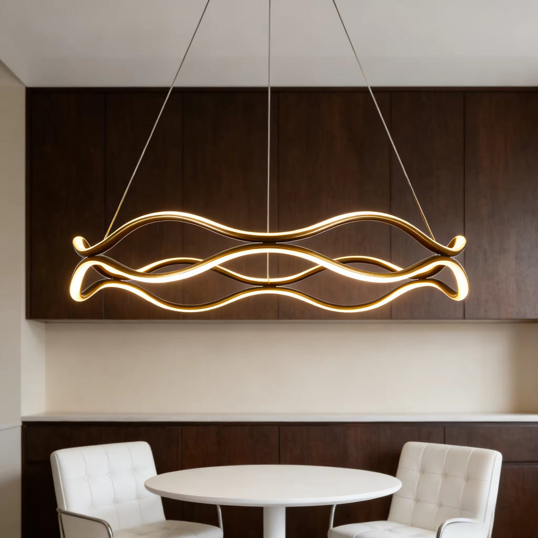 Modern Gold Wave LED Linear Pendant Light