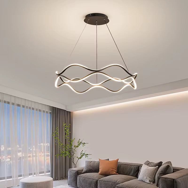 Modern Gold Wave LED Linear Pendant Light