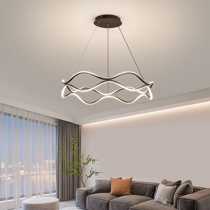 Modern Gold Wave LED Linear Pendant Light