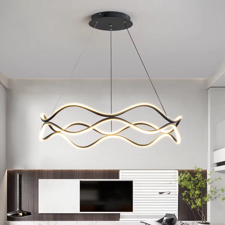 Modern Gold Wave LED Linear Pendant Light