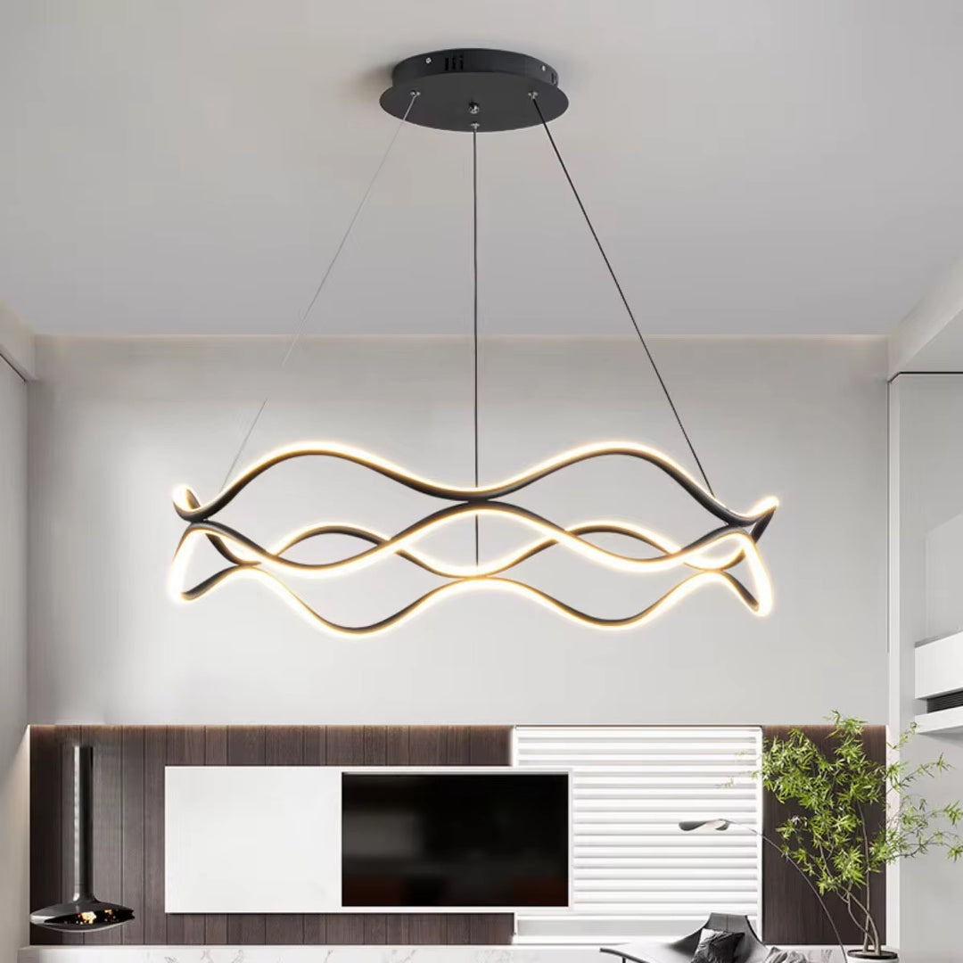 Modern Gold Wave LED Linear Pendant Light