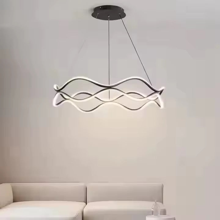 Modern Gold Wave LED Linear Pendant Light