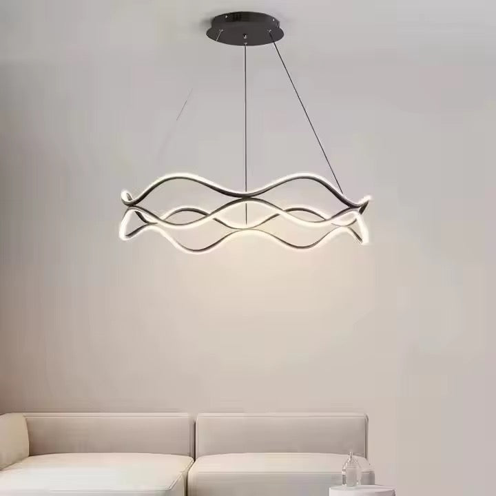 Modern Gold Wave LED Linear Pendant Light
